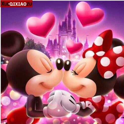 Disney 5D Diy Diamond Painting Cross Stitch Disney Mouse Couple Full Square/Round Embroidery Mosaic Christmas Minnie Mickey Gift