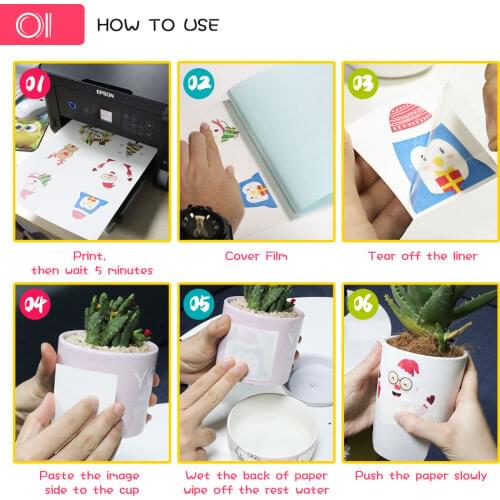 UniPlus 10 Sheets A4 Waterslide Decal Paper Transparent Transfer Paper Inkjet Printer DIY Nails Cup Dish Custom Birthday Gift