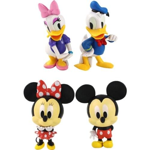 10-12cm 2pcs/set Mickey Minnie Mouse Donald Duck Daisy PVC Action Figure Model Toy Doll Birthday Gift for Children