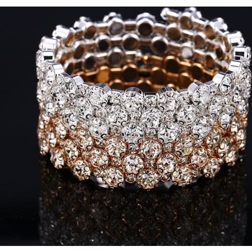 Bridal Fashion All-match Diamonds Full Rhinestone Elastic Bangle Crystal Bracelet Jewelry Classic Rhinestone Bangle Bracelet