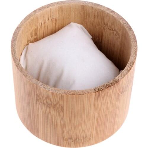 Elegant Bamboo Watch Gift Box Jewelry Display Cylindric Storage Case With Pillow