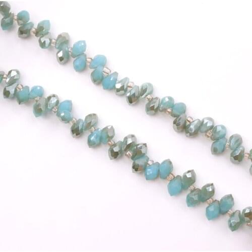 Hot Sale 50pcs/lot Cross Hole Water Droplet Fashion Sample And Joker 5x7mm Many Colorful High Quality DIY Glass Crystal Beads