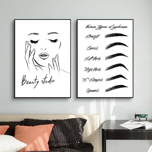 Eyebrow Eyelashes MakeUp Art Painting Fashion Woman Canvas Posters Prints Wall Art Pictures For Beauty Studio Home Decor TB29
