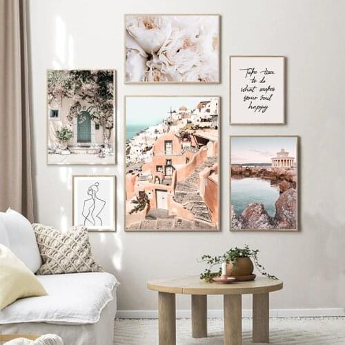 Greece Aegean Sea Sunrise Landscape Canvas Painting Scandinavian Poster Nordic Wall Art Print Photography Decoration Picture