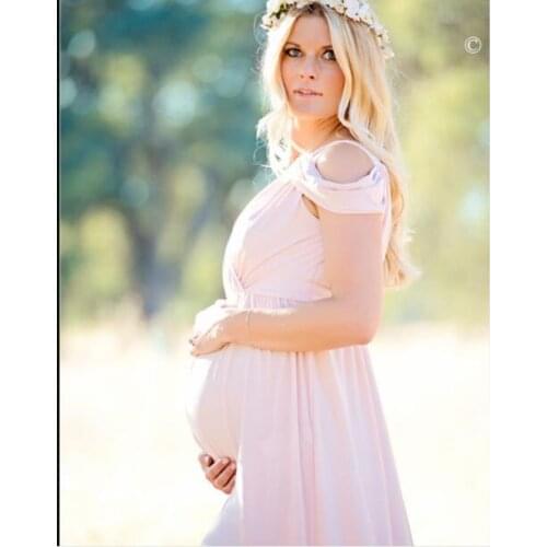 Summer short Sleeve Maternity red pink Dress Photography Props Dresses splice Mesh Maternity Dresses For Photo Shoot Clothes