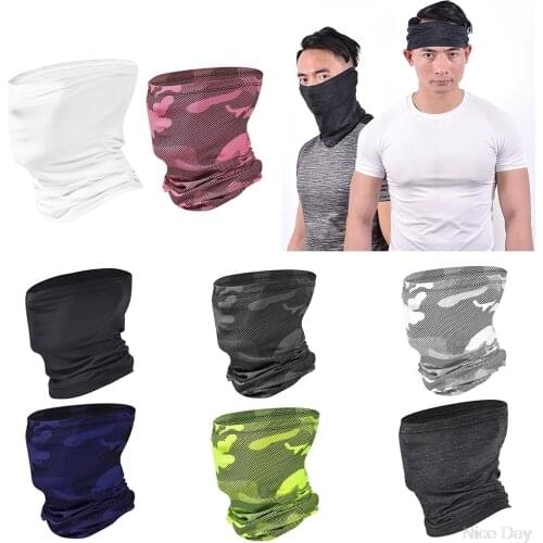 Unisex Summer Outdoor Ice Silk Neck Gaiter Scarf UPF50 Sunscreen Fishing Hiking Cooling Earloops Face Mask Camo Bandana My22 20