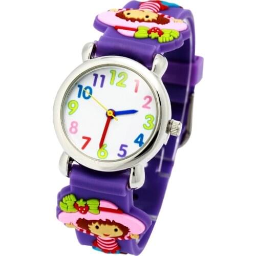Fashion Children 5pcs Strawberry girl Watch Student Sports Watches Cartoon Jelly Relojes 30M Waterproof Kids Wristwatches