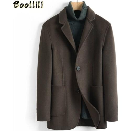 Boollili Mens Wool Coat Casual Double-sided Wool Jacket Blazer Slim Fit Mens Coats Overcoat Abrigo Hombre 2020