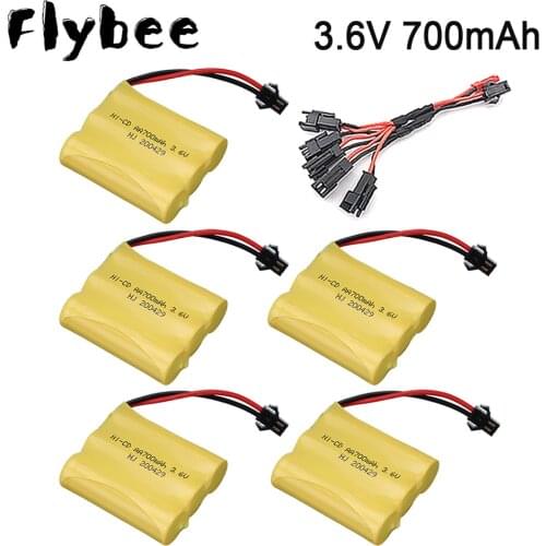3.6V 700mah NiCD Battery with 5in1 cable For RC Toy Car RC TANK RC Trucks RC Trains Boats GUN Battery parts AA 3.6V Battery Pack