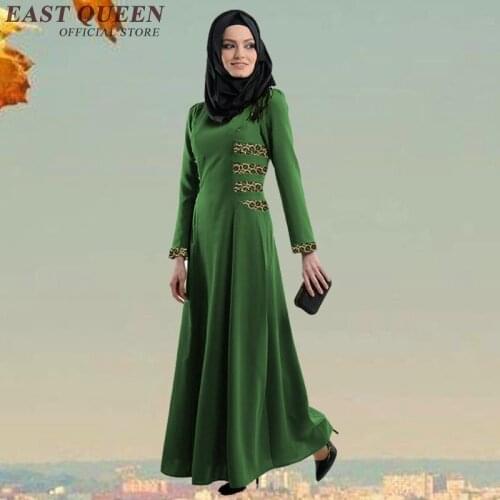 New arrival muslim dress abaya casual muslim clothes women solid color round neck muslim women clothing NN0396 HQ