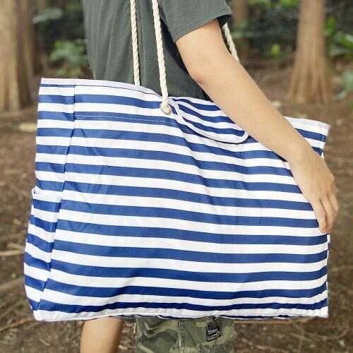 Extra Large Beach Tote Bag Rope Handles Waterproof Stroage Canvas Shoulder Bag Handbag Tote For Travel Gym Swim Beach Holiday