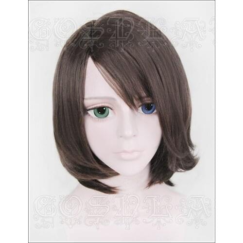 Anime FF10-2 Final Fantasy X Summoner Yuna Cosplay Wigs Short Brown Straight Heat Resistant Synthetic Hair Wig + Wig Cap
