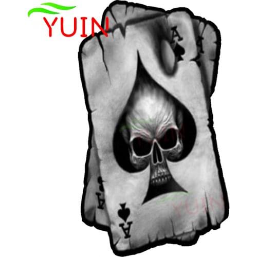 Personalized Car Sticker SPADES A SKULL Interesting Decals PVC Bumper Decoration Accessories Motorcycle Waterproof Decal 13*8cm
