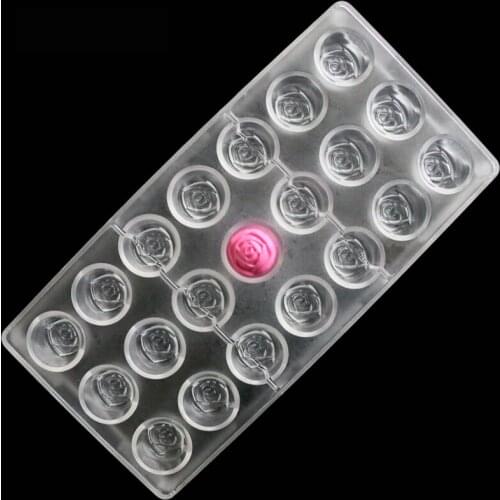 Valentines Day Candy Gift Rose Flower Candy Molds ,sphere Chocolate Dome Mold 3D Jelly Pudding Plastic Molds Baking Cake Tools