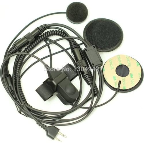 Full Face Motorcycle Bike Helmet Earpiece Headset Mic Microphone 2-pin for Icom Maxon Yaesu Vertex Radio free shipping