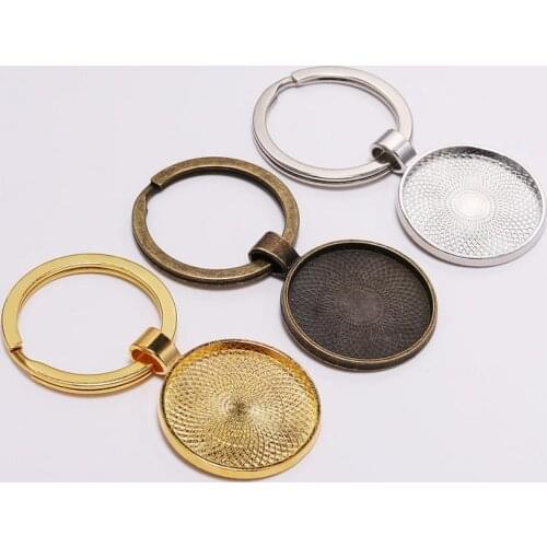 5pcs/lot 25mm Cabochon Bezel Blank Keychain Pendant Base Handmade Key Chain Keyring For DIY Jewelry Making Supplies Accessories