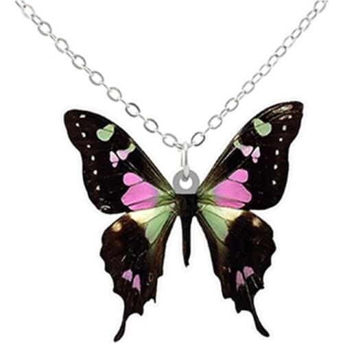 Lifelike Acrylic Butterfly Pendant Necklace Chain For Women 2020 New Year Party Gifts Trendy PVC Animal Choker Femme Jewelry