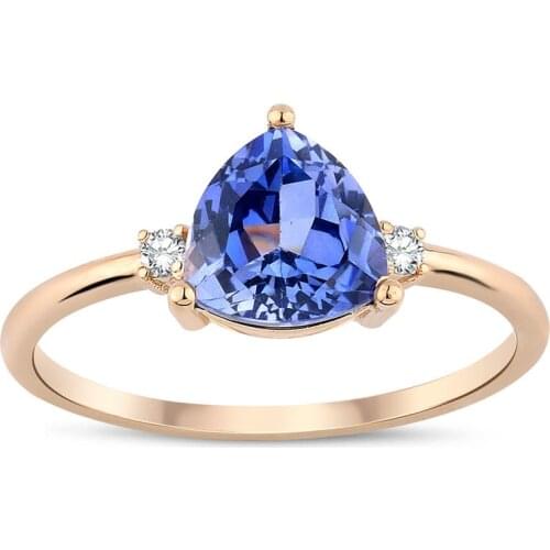 Symbol Gold 1.46 Carat Diamond Sapphire Ring Baguette Chic Jewelry LoverRings Engagement Anniversary Wedding For Women