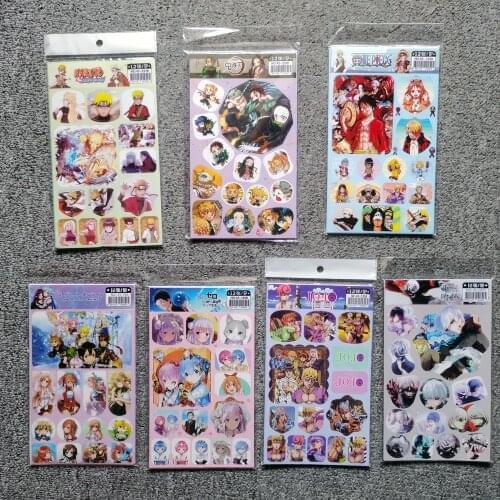 Mixed 192 set/lot Demon Slayer: Kimetsu no Yaiba Stickers Toy Figures HD Fashion DIY Self Adhesive Hand Tear Paper Sticker Toys