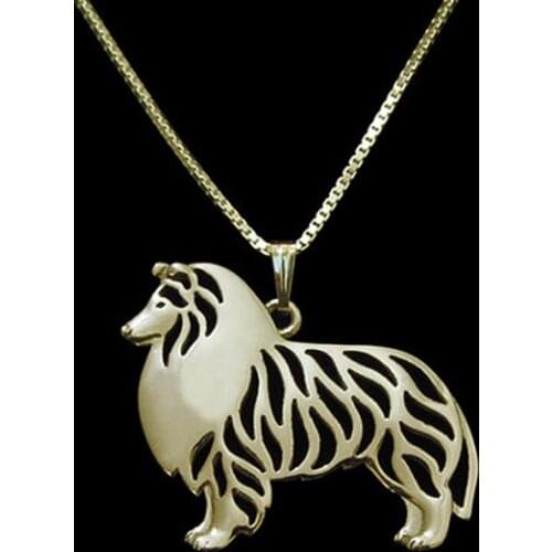 Standing Rough Collie pendant women gold silver plated statement necklace