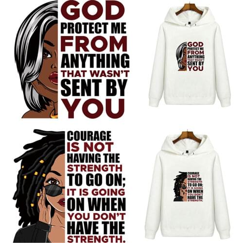 Girl Black History Thermo Heat Transfer Sticker On Clothes DIY Washable T-Shirt Hoodies Iron On Patches For Clothing Applique