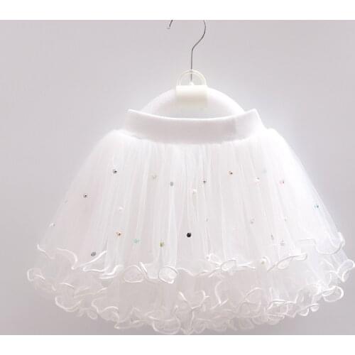 Spring all-match short skirts children girls' mesh skirts beaded childrens fluffy bottoming skirts