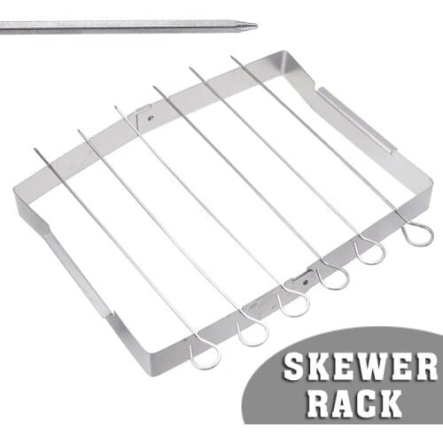 High Quality Foldable Stainless Steel BBQ Skewer Rack For Grilling Kabob and Skewers Grill Rack Barbecue Accessories