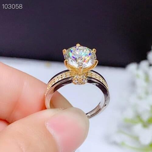 2020 new sparkling moisanite ring for women ring 925 sterling silver birthday gift gold color engagement ring attractive design