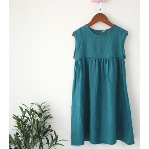 2021 Korea style girls dress fashion cotton linen summer girls dresses