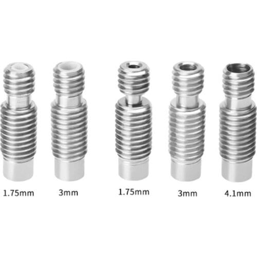 2pcs 3D Printer E3D V6 Heat Break Hotend Throat For 1.75/4.1mm All-Metal / with PTFE, Stainless Steel Remote Feeding Tube Pipes