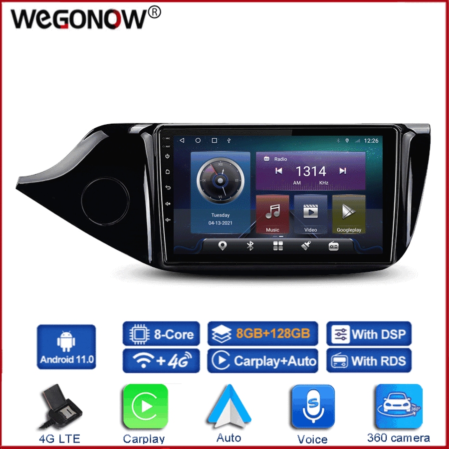 360 Panoramic Camera Carplay 6G+128G Android 10.0 Car DVD Player GPS Map WIFI Bluetooth 5.0 RDS Radio For KIA Ceed 2013 - 2017