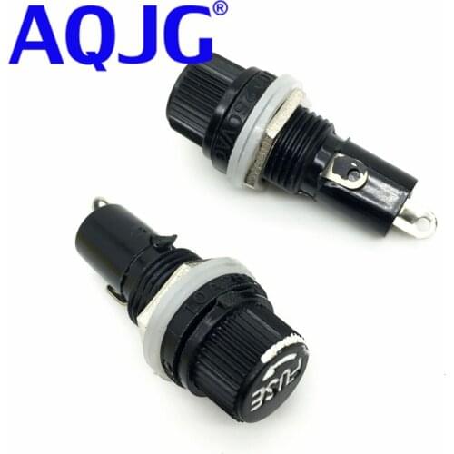 50pcs/lot 5*20mm glass fuse holders 5x20 black insurance tube socket fuse holder for 5*20 insurance Panel Mount Fuse Holder