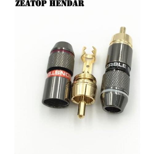 8Pcs Copper RCA Male Plug Gold Plated Audio Video Adapter Connectors Soldering