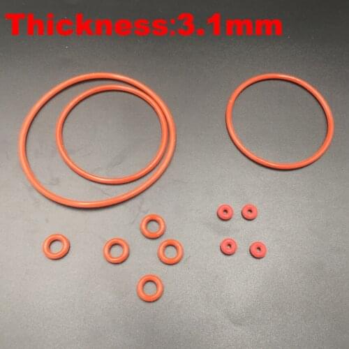9pcs 106x3.1 106*3.1 108x3.1 108*3.1 110x3.1 110*3.1 (OD*Thickness) VMQ Food Grade Red Silicone Oil Seal O Ring O-Ring Gasket