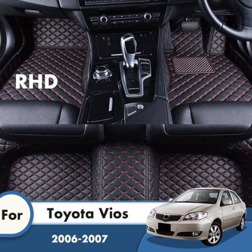 RHD Car Floor Mats For Toyota Vios 2007 2006 Leather Styling Custom Front & Rear Side Foot Pads Car Accessories Decoration Cover