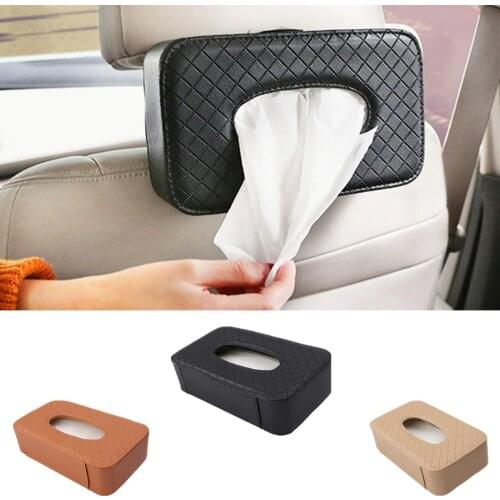 Car Seat Back Tissue Boxes Holder Leather Tissue Organizer Bag Auto Chair Napkins Boxes Auto Interior Storage Decoration