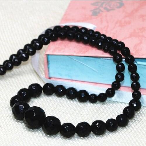 Black 6-14mm carnelian onyx Faceted Round Beads agat Natural For Women Elegant Prom Party Gifts Fashion Jewelry 18 inch BV60