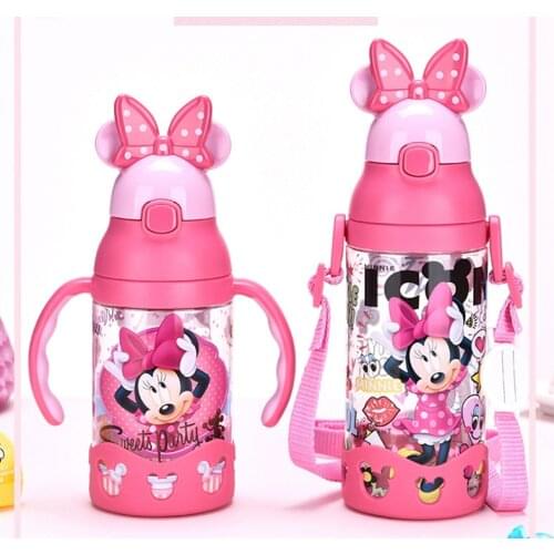 Disney Children Press The CupS Handle Baby With Straw Leak-proof Tritan Sports Bottles flip Student Resistance To Falling Kettle