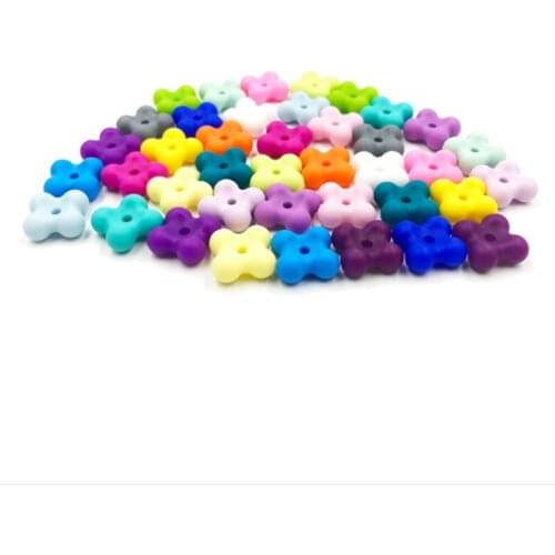 Baby Teether Food Grade Silica Gel Baby Colorful Four Corner Beads Loose Beads Teething Plastic Pacifier Chain Accessories