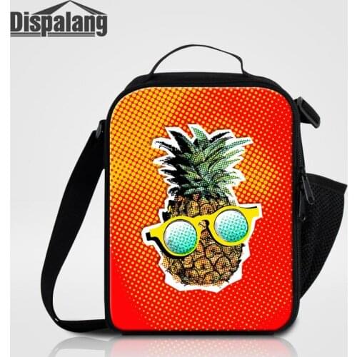 Dispalang Women Messenger Lunch Bag For Office Work Pineapple Fruit Printing Cooler Storage Children Crossbody Picnic Food Bags