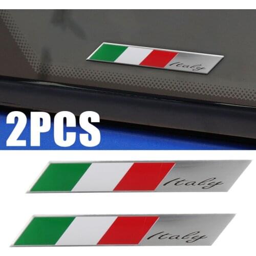 For Car Interior Exterior Decoration 2pcs Aluminum Italy Flag Car Emblem 3D Design Italian Badge Sticker Decal Decors Mayitr