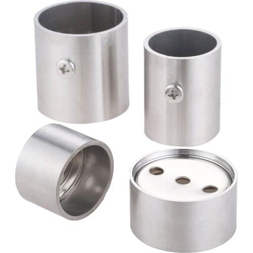 DRELD 2pcs 25/32mm Stainless Steel Flange Seat Tube Socket Curtain Rod Closet Hanger Bracket Furniture Hardware Silver