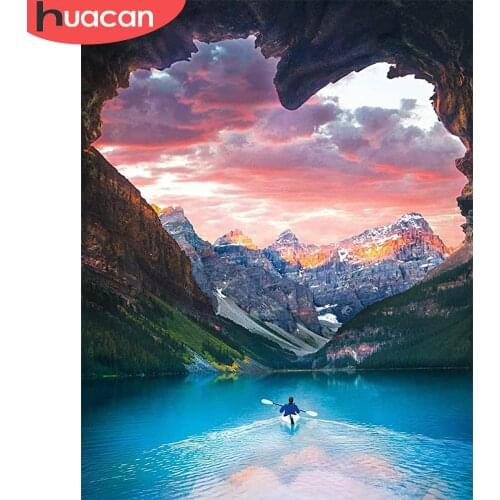 HUACAN Paint By Number Seaside Acrylic Picture Painting By Number Sunset On Canvas For Home Decor 40x50cm