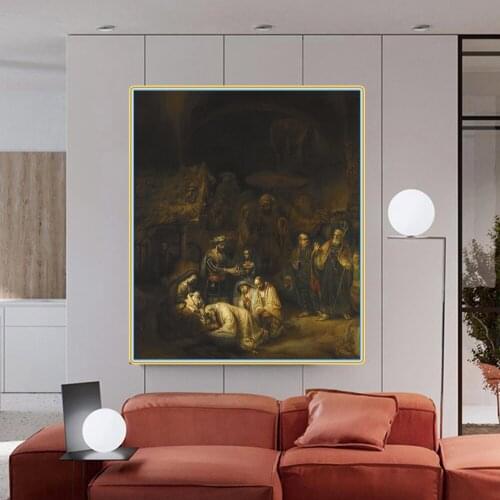 Rembrandt《The Journey of the Magi》Citon Canvas Oil painting Artwork Poster Picture Modern Wall decor Home Living room Decoration