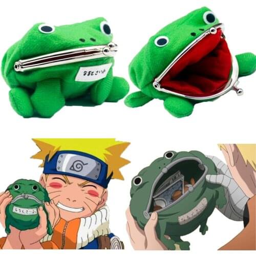 Bandai Anime Naruto Frog Wallet Coin Purse Key Chain Cute Plush Novelty Adorable Cartoon Cosplay Figure Women Bag Accessories