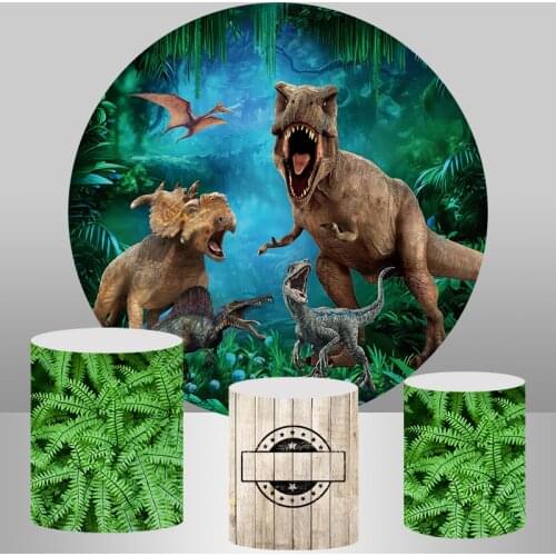 Round Circle Backdrop Jungle Dinosaur Background Boy Baby Shower 1st Birthday Party decoration Dessert table Banner