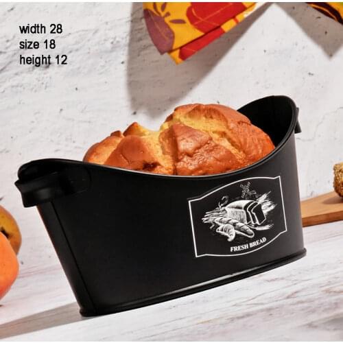Metal Flip-Baked Bread Box Storage Box Bread Bin Kitchen Food Holder-Black