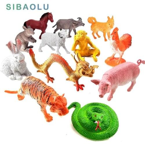 Mouse cow tiger rabbit dragon snake horse sheep monkeys chicken dog pig Animal model figurine home decor miniature fairy garden