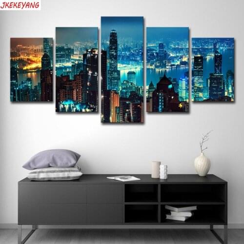 Full Square/Round Drill 5D DIY diamond painting 5pc New York City Night View Pictures mosaic Diamond Embroidery J2227
