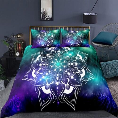 Mandala Floral Duvet Cover Pillowcase 3D Bedding Set King Size Quilt Covers 2/3 Pcs Single Twin Full Double Home Textile Decor